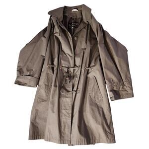 Anne Klein Rainwear 3/4 Length Raincoat - Drawstring - Size 12 - Cotton-Poly